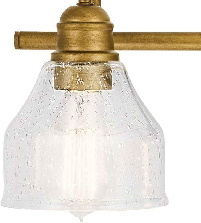Kichler Lighting 45973NBR Avery - 3 Light Bath Vanity Approved for Damp Locations - with Vintage Industrial Inspirations - 9.25 inches Tall by 24 inches Wide, Finish Color: Natural Brass