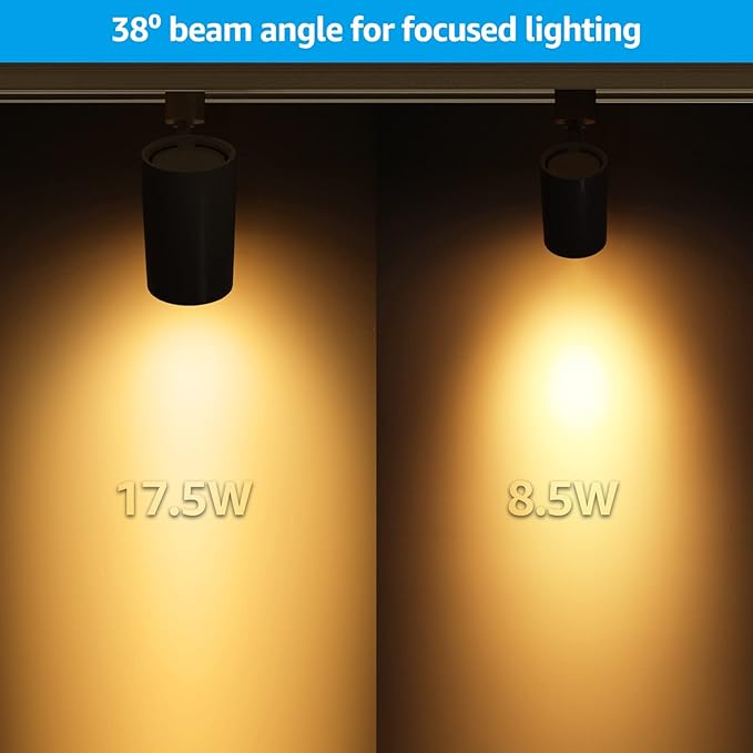 LEONLITE 8-Pack Retail Pro Series 17.5W LED H Track Lighting Heads, ETL, Commercial Dimmable H Track Light Heads for Store Shop Restaurants, CRI90 Track Lighting, 3000K, Matte Black