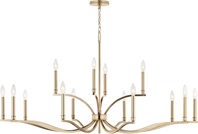 Kichler Malene 14-Light 2-Tier Chandelier, Updated Traditional Light in Champagne Bronze, Sloped Ceiling Compatible, for Foyer, Dining Room or Living Room (27.25" x 52.75"), 52698CPZ