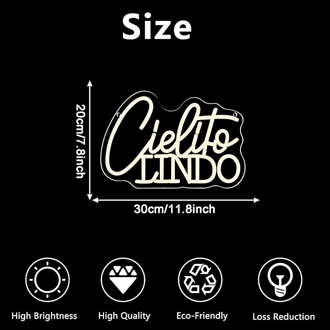 Cielito Lindo Neon Sign, Dimmable Led Mexican Baby Shower or Wedding Festival Decor Neon Light Wall Art for Boho Fiesta Party Backdrop Birthday National Day Celebration Sign(11.8 * 7.8in)