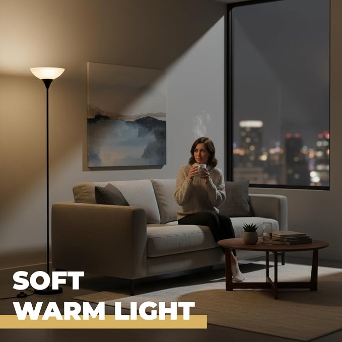 LALISU Floor Lamp, Standing Lamps with Glass Shade, Led Floor Lamp Remote Floor Lamps Modern Industrial Lamp, Tall Lamps for Living Room Bedroom Office Dining Room (Black and Glass)