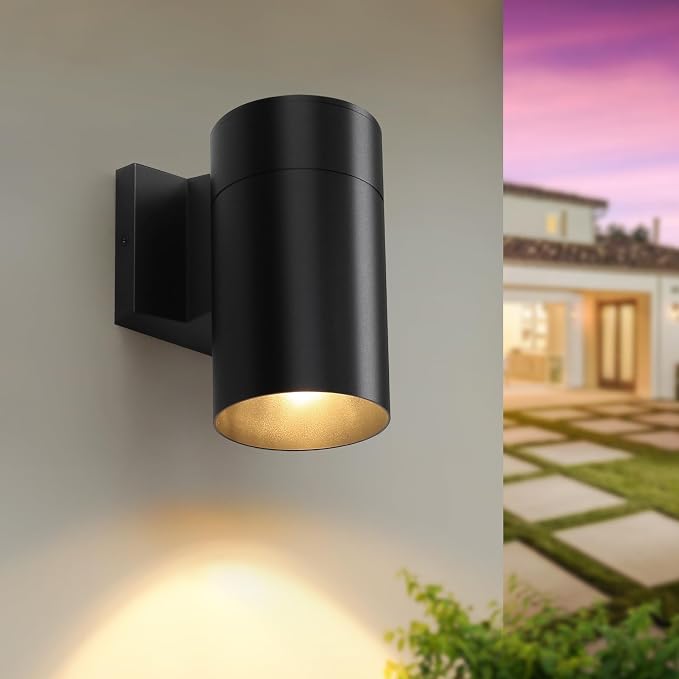 QQCherry Modern Outdoor Wall Light - Aluminum Outdoor Porch Sconce for House, Patio, Garage, Doorway & Entryway - Stylish Waterproof Exterior Lighting for Outside(Black,E26)
