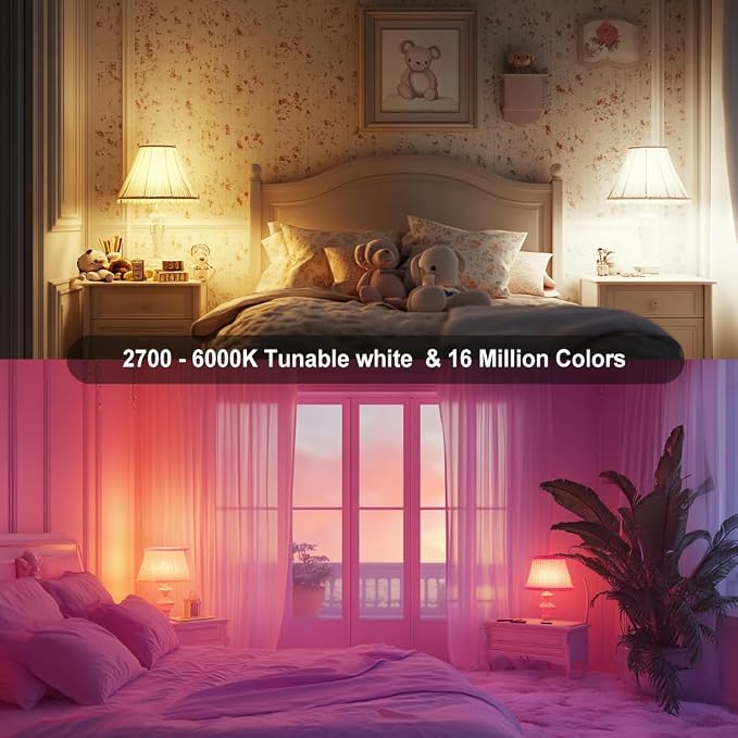 Smart RGB Light Bulbs Compatible with Alexa, 12W(130W Equivalent), 2700K-6000K | A19 E26, 16 Million Colors-DIY Flash/Fade - Timing-DIY Scenes- Music Sync Bluetooth Color Changing Light Bulb (8 Pack)