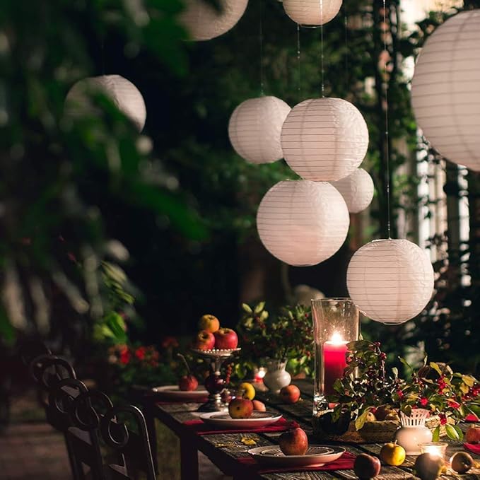White Paper Lanterns 10 Pcs size of 12" Chinese Round Paper Hanging Decorations Ball Lanterns Lamps for Home Decorations, Parties, and Weddings