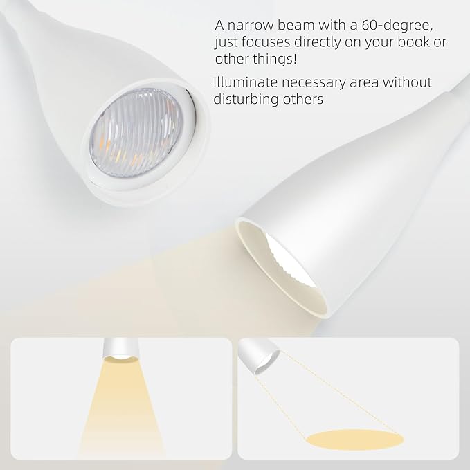 2 Pack LED Wall Mounted Bedside Reading Light, 3 Color Modes,10 Brightness Dimmable, USB Charging Port, Memory Timer Adhesive Wall Light Night Lamp for Books in Bed, Eye-Caring Bedroom Lighting White