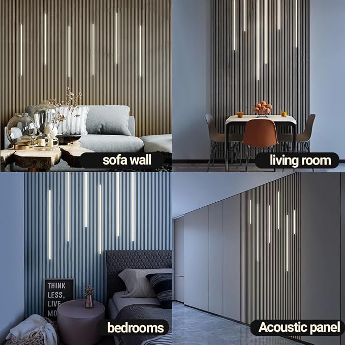 HAMRVL Black LED Recessed Lighing Wall Panel Lights, 6PCS DC12V Natural White 4000K Slat Wall Lights with Touch Control,Self-Adhesive Dimmable Wall LED Lights for Wood Slat Wall Panels, Under Cabinets