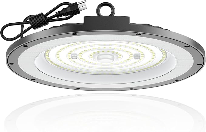 AIKVSXER 300W UFO High Bay Light 1 Pack, 6000K LED Shop Lights Plug & Play | 45000LM Commercial Bay Lighting IP65 Waterproof Garage Light, CRI>85 No Flicker, 120° Beam Angle, 5ft Cable 60000hrs Lifespan
