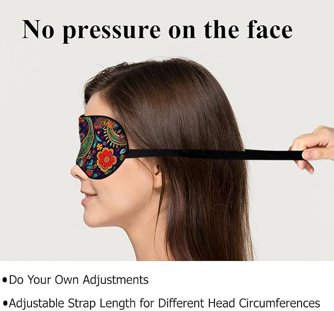 Paisley Floral Eye Mask Sleeping Mask Retro Ornament Boho Ethnic Pattern Sleep Masks Silky Soft Eye Cover for Women Men Shading Blindfold for Air Travel Sleeping