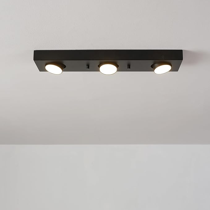 Globe Electric 3-Light Integrated LED Track Lighting, Matte Black, Adjustable Heads, Dimmable, 59941