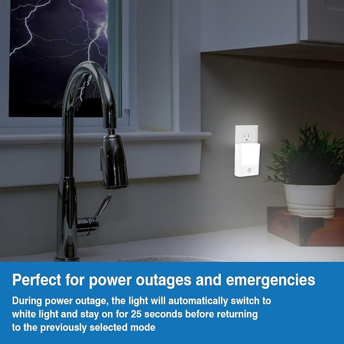 Camelion 3-in-1 Emergency Light, Power Outage Night Light,6-Pack | Rechargeable Plug-in LED light,Battery Backup, Dusk to Dawn Motion Sensor,Power Failure,Hurricane Ready,ETL Safety Certified