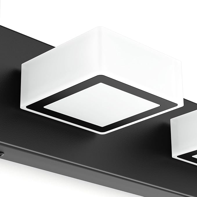 Ralbay Black Bathroom Vanity Lights 24inch Metal Acrylic LED Modern Bathroom Wall Lighting Fixtures Over Mirror Matte Black (White Light 6000K, Non-dimmable)