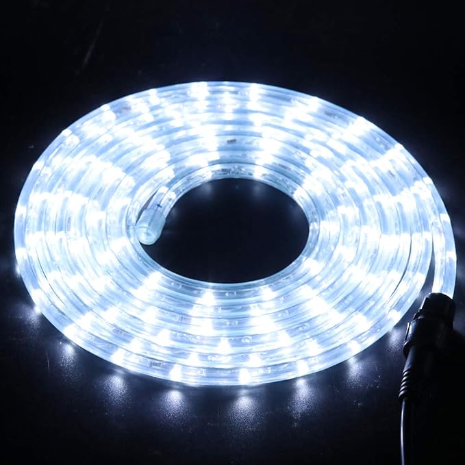 13ft 2-Wire Waterproof LED Rope Light Kit,110V-120V PVC 30 LED/M Tube Lights Strip for Background, Outdoor, Christmas, Home Decoration(White)