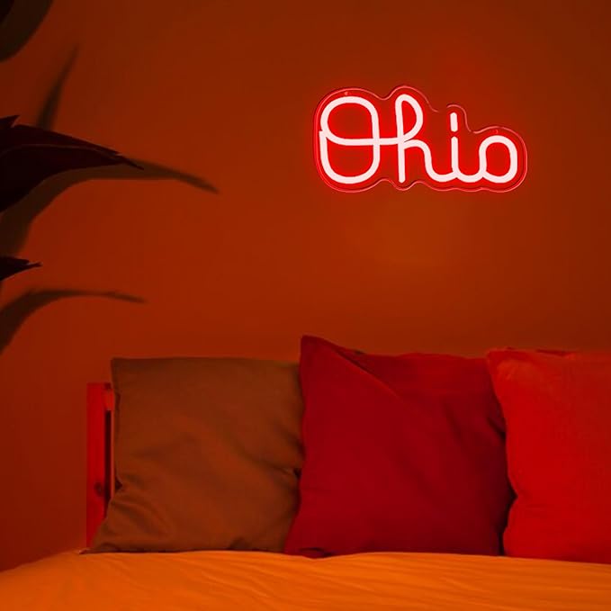 Mutank Ohio Neon Signs for Wall Decor, USB Powered Dimmable Ohio State LED Neon Light, for Home Room Decor Sports Fans Team Wall Decor Club Store Party Man Cave Gifts(12.5 * 6.2 In)