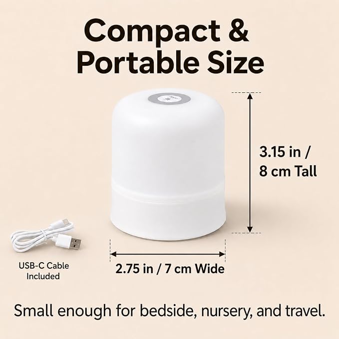 Portable Baby Night Light, 3 Color Egg Lights for Nursery | 2400mAh, Small Rechargeable LED Lamp, Dimmable Touch Nightlight for Newborn, Toddler, Kids, Adults 2 Pack