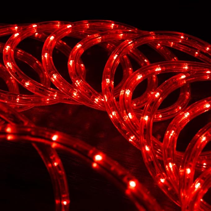 WYZworks 1656LEDs, 150ft LED Outside Rope Lights, Waterproof Permanent Outdoor ETL Certified Connectable Clear Tube, Christmas Palm Tree Holiday Decorative Landscape Patio Accent Lighting - Red