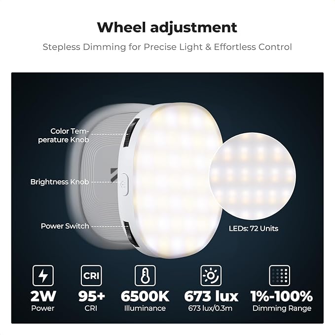 K&F CONCEPT Magnetic Selfie Light with 360°Rotation & Mirror, CRI95+ Foldable Phone Ring Light Compatible with iPhone Magsafe/Android, Portable LED Fill Light for Photography/Vlogging