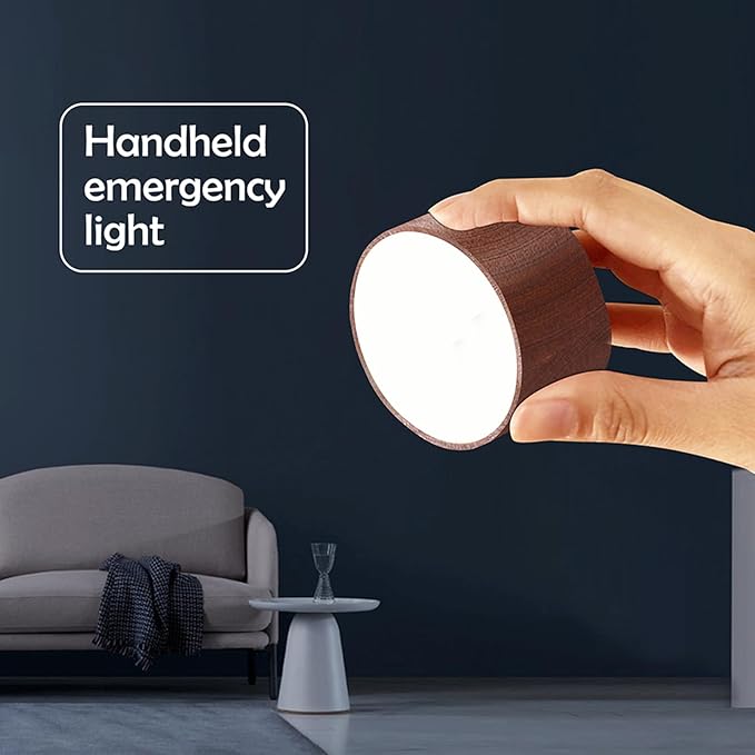 LANDGOO Sapele Wood Wall Sconce Bedside Lamp - Rechargeable Magnetic 360° Rotatable & Dimmable for Closet, Artwork & Reading (No Wiring Cordless Adjustable Light)