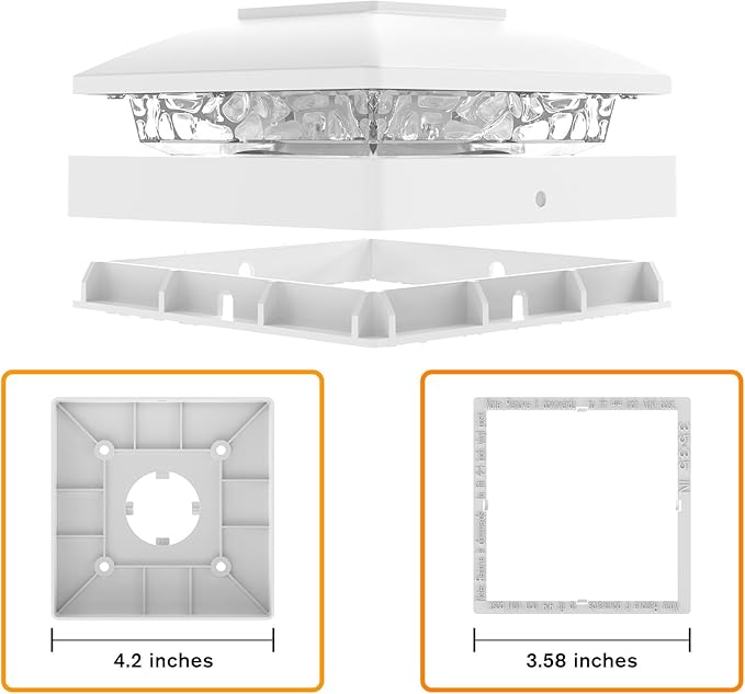 Solar Post Cap Lights Outdoor 12pack, White Waterproof Solar Powered Deck Fence Post Lights Fit 4x4 Wood/Vinyl Posts, Bright Warm White Solar Post Lights Decorate Deck, Patio, Porch, Fence