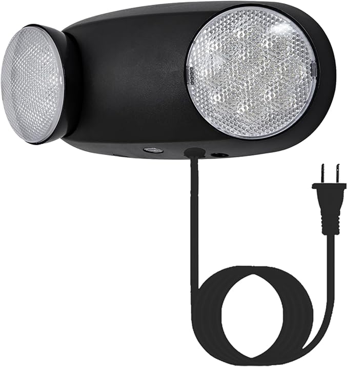GZRUIYANG LED Emergency Lights with Battery Backup, Commercial Emergency Light Fixtures for Business Home Power Failure Emergency Exit Sign Lighting with 1.0 Meter Plug in Cord AC120V, Black