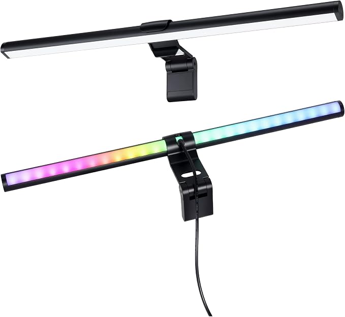Lpraer Monitor Light Bar, 16'' Computer Monitor Lamp for Home Office Gaming,Touch Control USB Reading Desk Lamp with Stepless Dimming for Flat & Curved Monitor