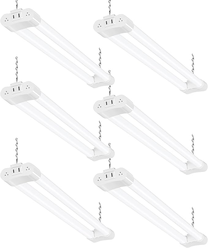 hykolity LED Shop Light 2FT, 22W [200W Equivalent],2400LM,6 Pack | 5000K Daylight,with Plug,Linkable Led Garage Ceiling Lights,Shop Lights for Garage, Workshop,Hanging or Surface Mount, White