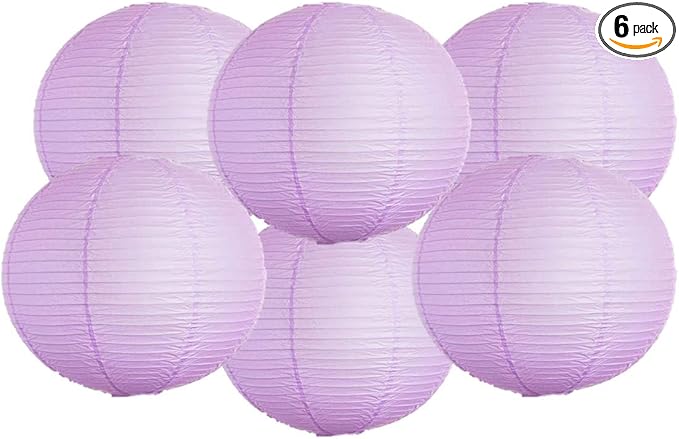 Pack of 6 Round Paper Lantern Lamp Paper Lanterns Party Decorations (Lilac, 18"/45CM)