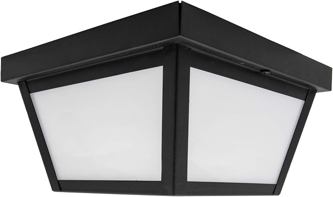 Maxxima 9" Black LED Outdoor Porch Ceiling Light Fixture, 1000 Lumens 3000K | Frosted Lens, 3000K Warm White, Wet Rated, Ideal for Entryway, Patio, Home Exterior