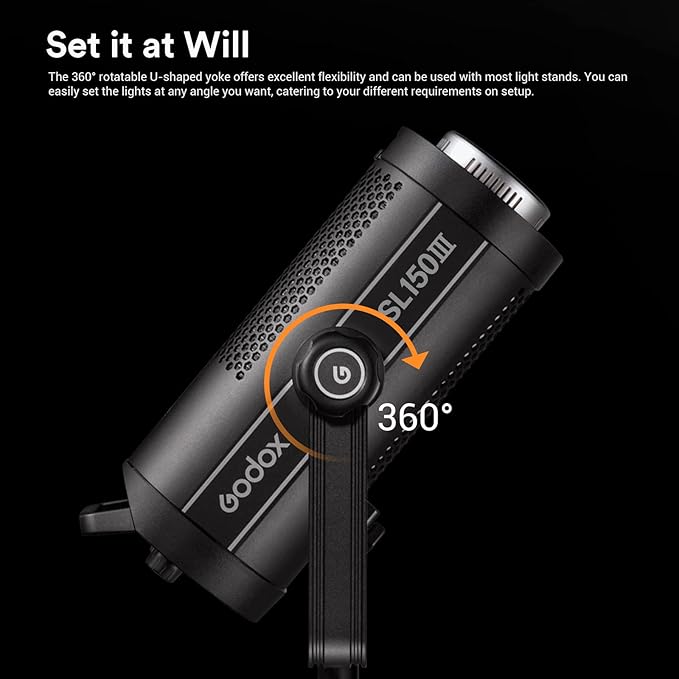Godox SL150WIII,SL150W III SL-150WIII (SL150WII Upgraded) 160W 5600±200K Bowens Mount CRI 96 TLCI 97 Daylight Balanced LED Continuous Video Light,Ultra Silent LED Photography Light with 8 FX Effect