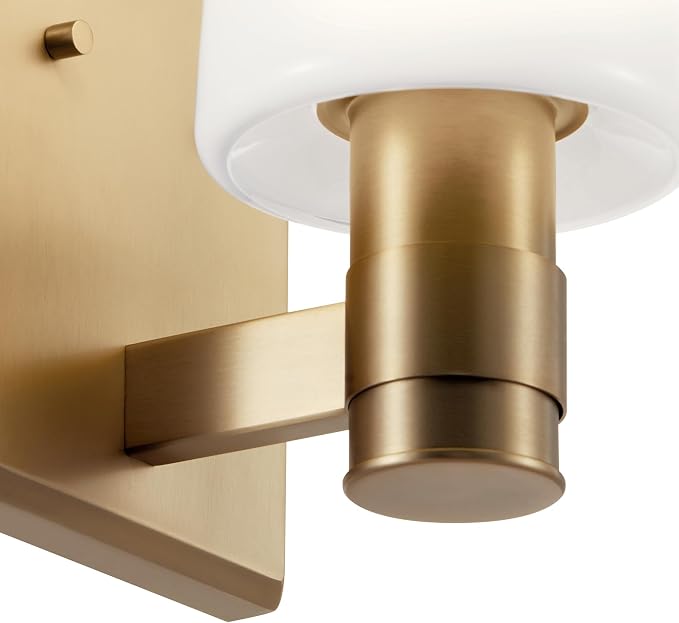 Kichler Adani 1-Light Bathroom Wall Light, Champagne Bronze | Modern wall light with opal glass for baths, hallways and bedrooms (8.5" x 6.5" x 5"), 55174CPZ