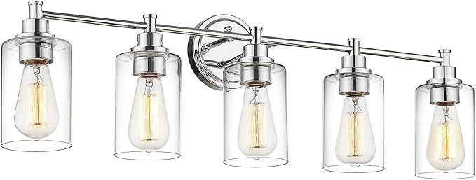 FEMILA 32" Vanity Light,Chrome Modern Bathroom Light Fixtures, 5 Light Bathroom Lights Over Mirror, 4FYC56B-5W CH