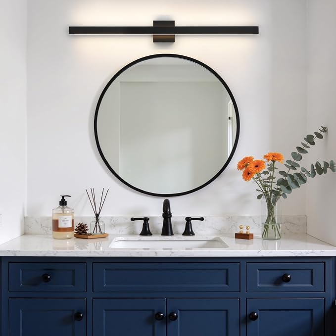 Modern Bathroom Lighting Fixtures Over Mirror, 39 Inch 30W Black Vanity Light Bar for Bathroom, Dimmable 5CCT LED Bathroom Wall Light Fixtures