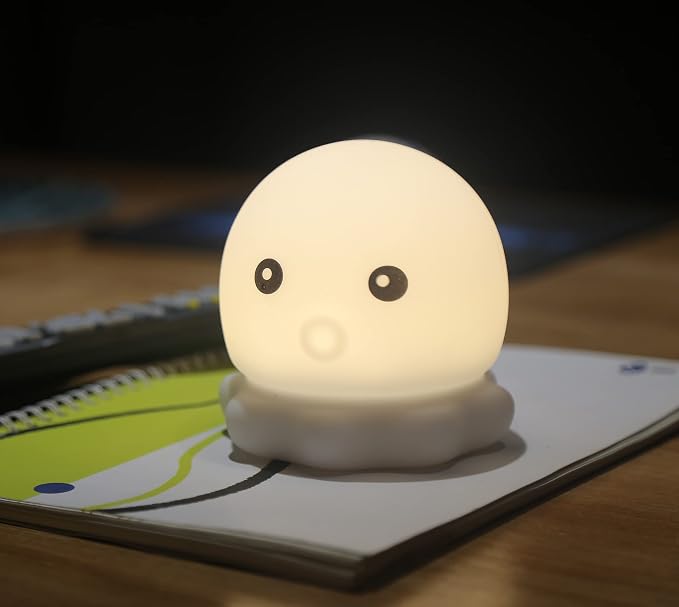 Cute Kids Night Light Night Lamp Night Lights for Kids Bedroom Toddler Baby Portable Silicone Battery Led Nightlight Nursery(Cute Octopus)
