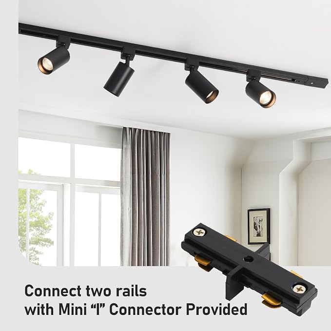 3-Color 4-Light LED Track Lighting Kit with 3.3FT H Track Lighting Rails & Canopy Connector, GU10 Dimmable Track Light Kit, Modern Kitchen Track Lighting Fixtures Ceiling Spot Light, Black