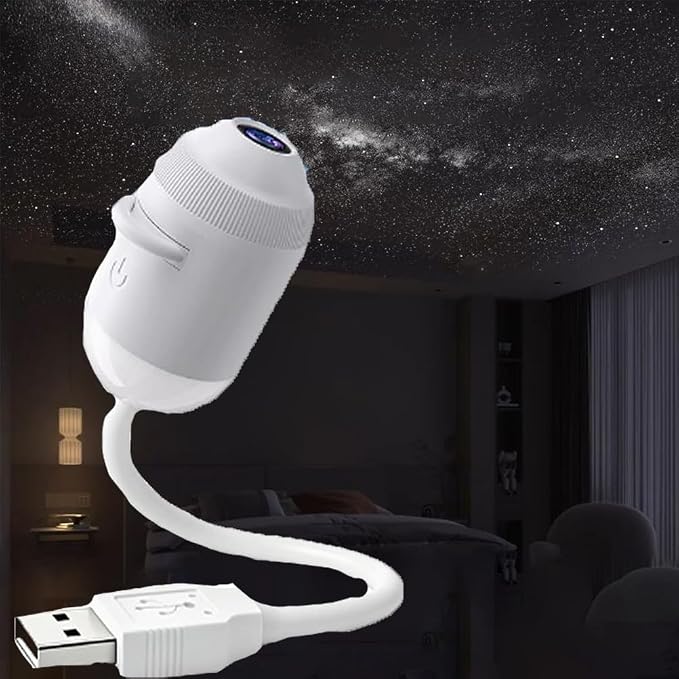 HD Smart Dynamic 5D Holographic Night Light Projector,Plug and Play HD 2-in-1 Galaxy Star Projector,360 Rotating, USB Powered，with 6 Films