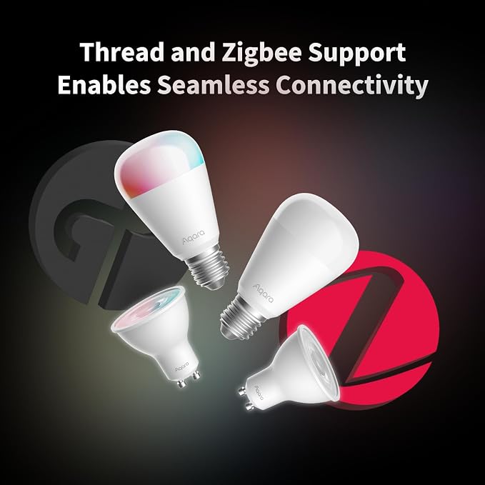 Aqara Thread/Zigbee Smart LED Light Bulb T2 GU10,Tunable White(2000K-9000K) | RGB Color Changing Light Bulb with 16 Million Colors, Matter, Works with HomeKit, Alexa, Google