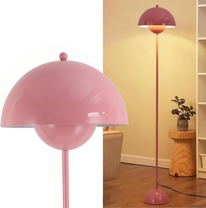 Mid-Century Modern Metal Bud Floor Lamp for Home and Office, Light Pink | Indirect lighting, fits narrow spaces,fit for bedroom, living room & office, match with modern, industrial, farmhouse decor