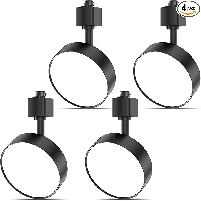 Diffuse LED Track Lighting Heads H Type Track Light Heads Dimmable Kitchen Track Lighting Fixtures Ceiling, Compatible with H Track Rails - Flicker Free CRI90+ 4000K 12W 1000lm, 4 Pack Black