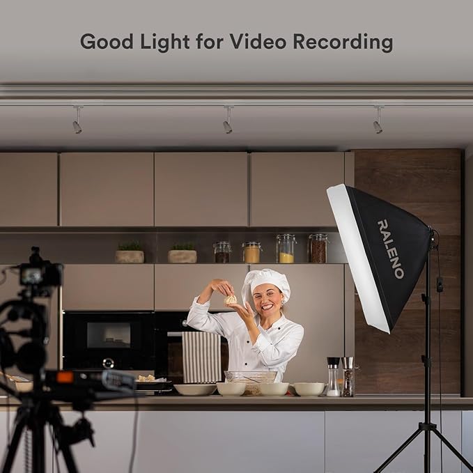 RALENO Softbox Lighting Kit, 20X28-Inch Softbox Photography Lighting with LED Bulbs(50W | 5500K | TLCI≥97), Streaming Lighting for Video Rcording Photoes Portraits YouTube | Model: PS40