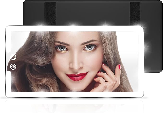 Led Sun Visor Vanity Mirror, Upgraded Large Car Mirrors with Lights, Dimmable Light up Vanity Makeup Mirror for Car,Rechargeable Universal Rear View Visor Mirrors