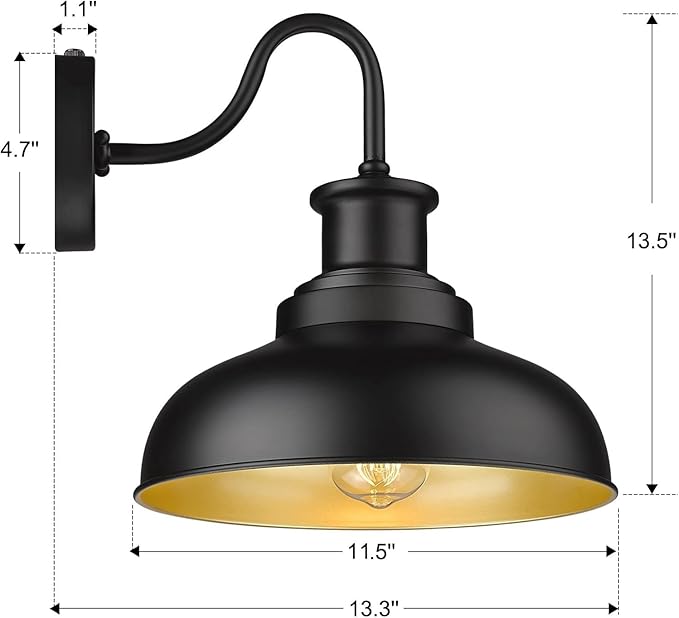 Dusk to Dawn Outdoor Barn Lights Outdoor Wall Sconces Farmhouse Exterior Wall Mount Light Vintage Outside Lighting Fixture Industrial Black Lanterns for Porch Garage Shed Patio, 2 Pack