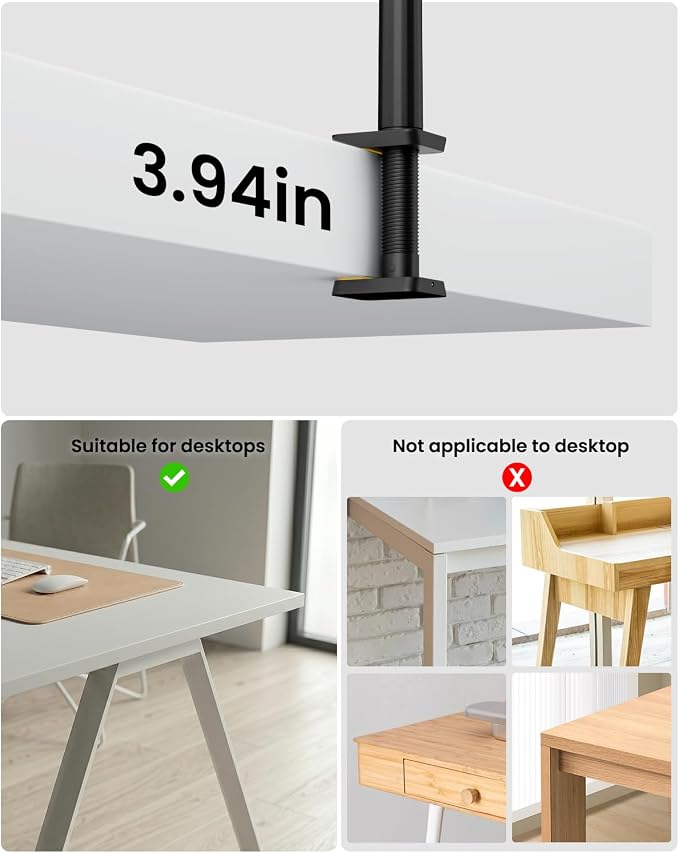 Ring Light with Stand, Sensor Switch Dual Light Head | Desk Lamps for Home Office 270° Rotatable & Extendable Aluminum Alloy Arm, Eye-Caring, 24W Dimmable Desk Light with Clamp