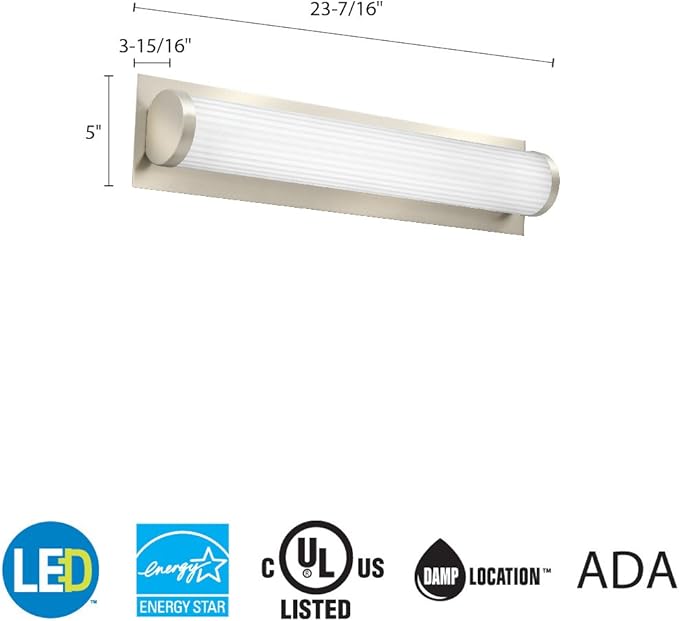 Lithonia Lighting FMVTRL 24IN MVOLT 30K 90CRI BN M4 LED Traditional Round Vanity Light, 3000k, 18 watts, 2-Foot, Brushed Nickel
