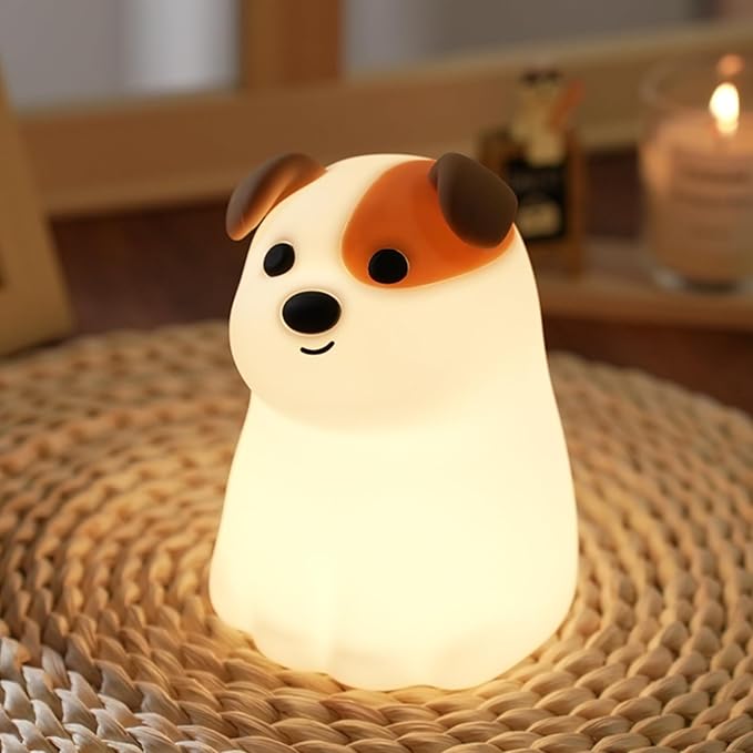 Led Cute Puppy Night Light, 7 Colors Dimmable Bedside Lamp, Touch Control Night Lamp with Timer for Kids Adults, Used for Camping Party Room Decor(Puppy)
