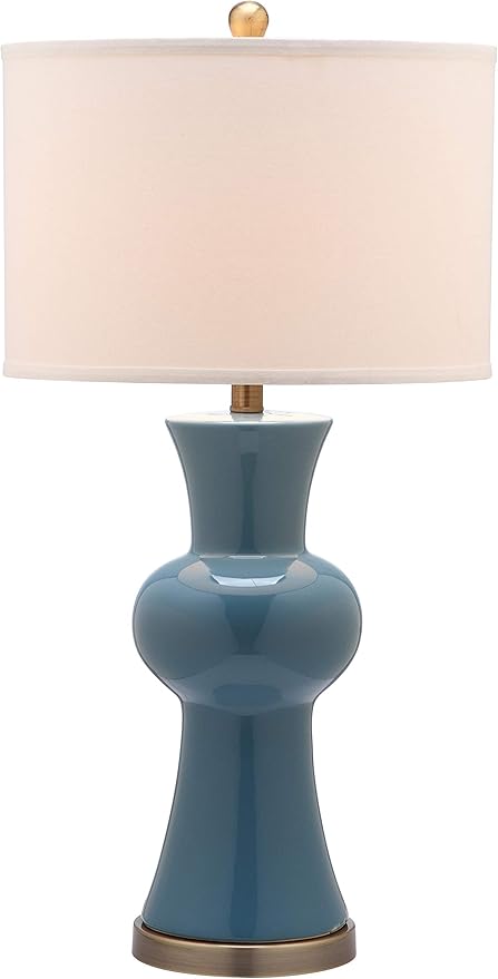 Safavieh Lighting Collection Lola Column Blue and White Table Lamp, Set of 2