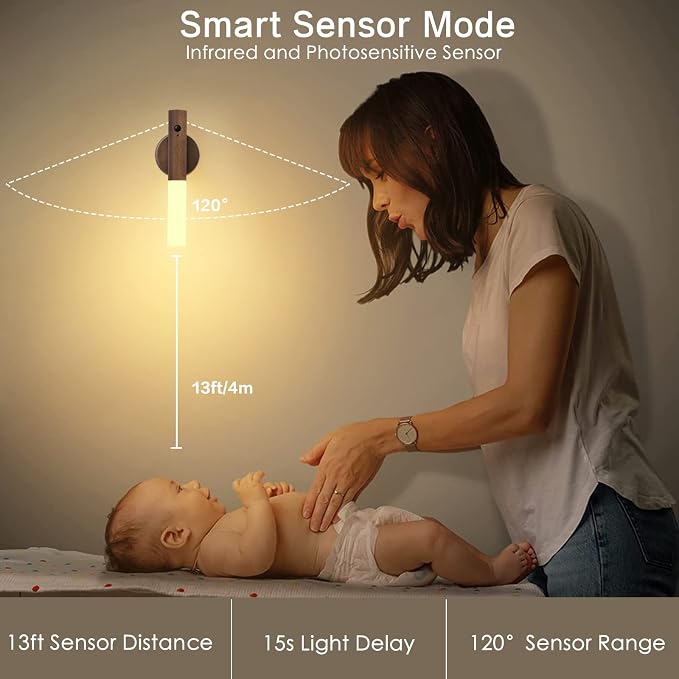 Montford Wall Sconces Set of Two Battery Operated, Motion Sensor Night Light Magnetic Wall Light Rechargeable, Peel and Stick Lights for Hallway