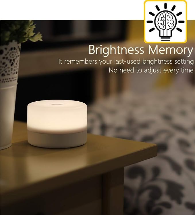 RTSU Dimmable Touch Night Light, Rechargeable Tap Lamp for Nursery | LED nursing light for breastfeeding, baby nursery, newborn care. USB rechargeable, wireless, stepless dimming