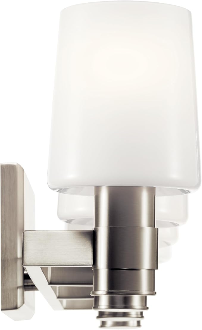 Kichler Adani 4-Light Bathroom Vanity Light, Brushed Nickel | Modern vanity light with opal glass for bathrooms and powder rooms (30" x 8.25"), 55177NI
