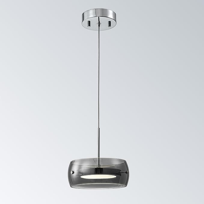 3-Modern Pendant Lights Kitchen Island, Dual-Sided LED 3-CCT Dimmable Smoked Glass Hanging Lighting Fixture, Adjustable Cable for Dining Room, Bar, Over Table, Sloped Ceiling Chrome Silver