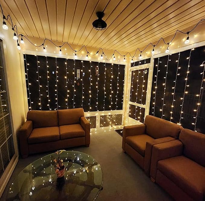 LE 594 LED Curtain Lights for Bedroom Wall, Plug in Window Hanging Fairy String Lights, Indoor Outdoor Wedding Party Backdrop Lights, Twinkle Lights for Patio Decor (20x10ft, 27 Strings, 9" Apart) | 27 Hang Down String Lights, XL Size, 9" Apart, Weddin...