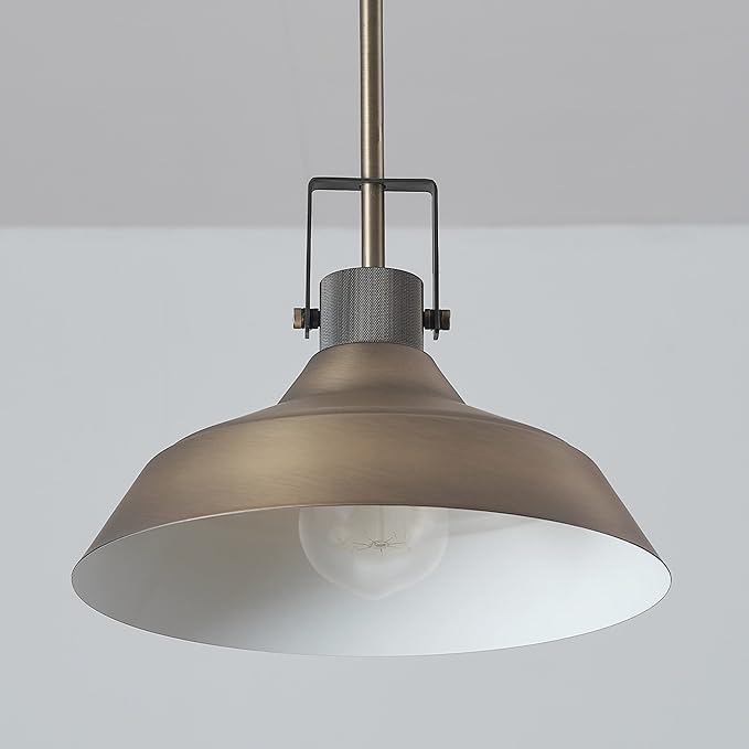GLOBE Electric 65475 1-Light Pendant Light Fixture, Matte Brass, Textured Socket, Dining Room Fixture, Kitchen Island Lighting, Living Room Pendant Light, Hanging Lights for Bedroom